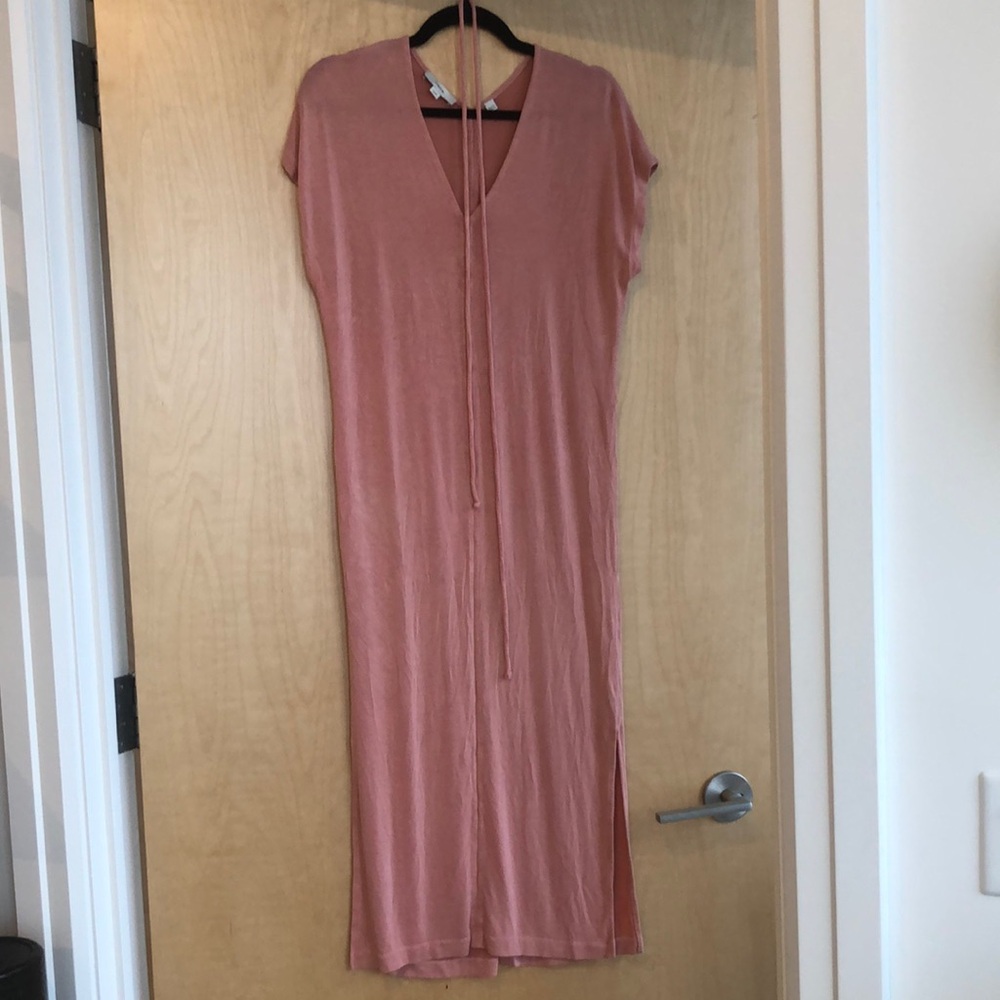 Vince Pink V-Neck Midi Dress